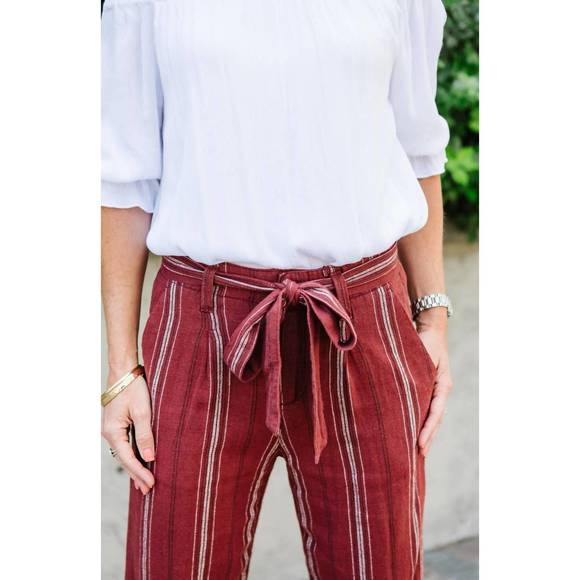 NEW SANCTUARY inland sashed crop pant in henna stripe - Picture 2 of 3